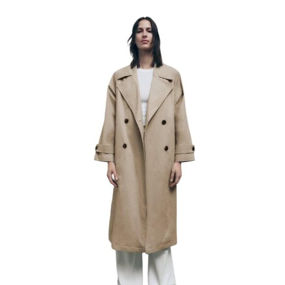 ZARA BASIC TRENCH COAT WITH BELT BEIGE SIZE S | 8372/03 - Picture 2 of 4